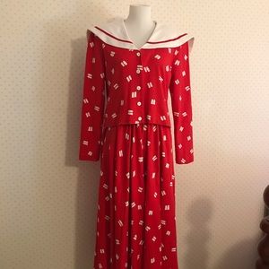 Eddie Bauer Vintage 2 piece red dress